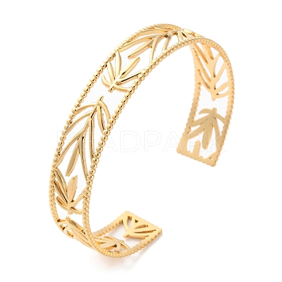 304 Stainless Steel Cuff Bangles for Women BJEW-K263-05G-11-1