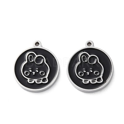 304 Stainless Steel Black Enamel Charms STAS-M102-17P-03-1