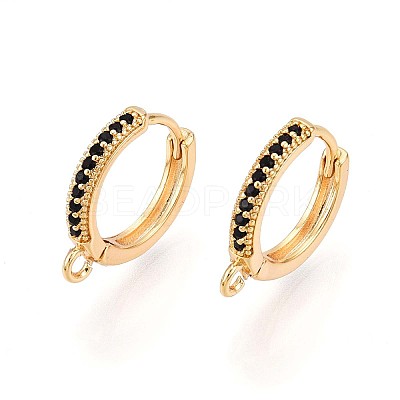 Brass Micro Pave Cubic Zirconia Hoop Earring Finding KK-N261-51A-G-1