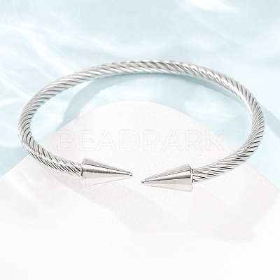304 Stainless Steel Double Terminal Cone Open Cuff Bangles for Women SA-CBA2192-03P-1