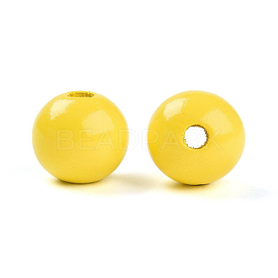 Painted Natural Wood Beads WOOD-A018-16mm-18-1