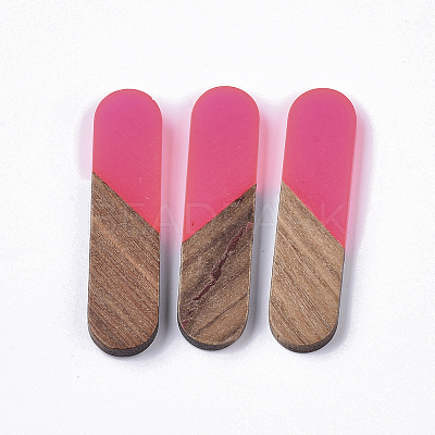 Transparent Resin & Walnut Wood Cabochons LS-RESI-Q210-014A-B02-1
