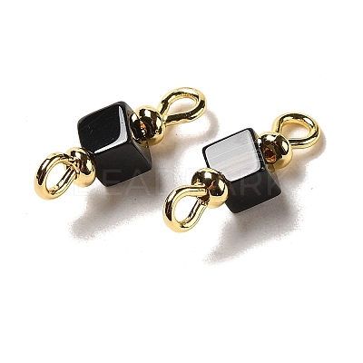 Natural Dyed & Heated Black Agate Connector Charms FIND-C046-08G-1