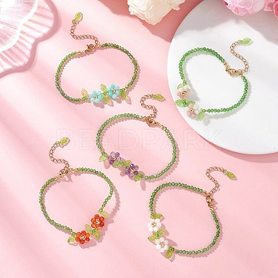 Natural Gemstone & Glass Beads Beaded Bracelets for Women BJEW-JB13426-1