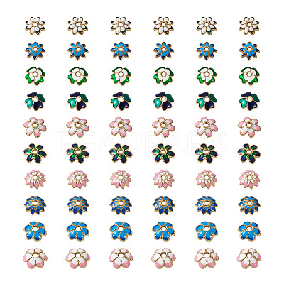 60Pcs 10 Style Alloy Enamel Bead Caps FIND-YS0001-16-1