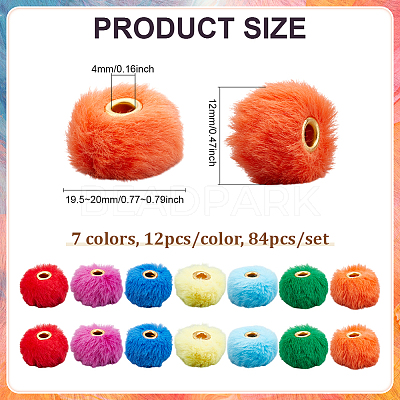 84Pcs 7 Colors Imitation Rabbit Hair European Beads FIND-PH0027-67-1