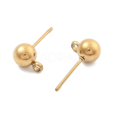 304 Stainless Steel Ball Post Stud Earring Findings STAS-Z035-01G01-B-1
