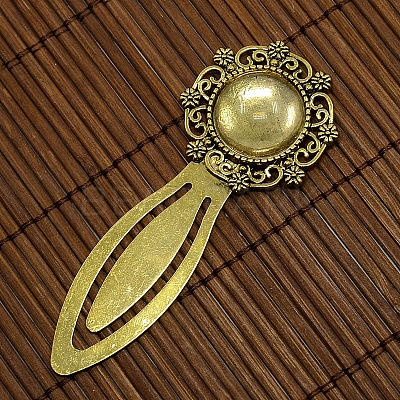 18mm Clear Domed Glass Cabochon Cover for Antique Golden DIY Alloy Portrait Bookmark Making DIY-X0118-AG-NR-1