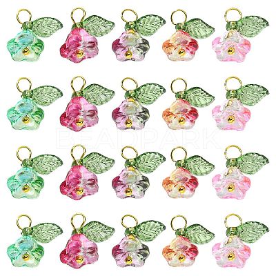 50Pcs 5 Colors Glass Charms FIND-CJ0001-15-1