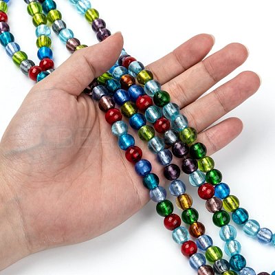 Handmade Silver Foil Glass Beads Strands SL02-1