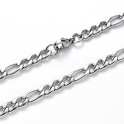Non-Tarnish 304 Stainless Steel Figaro Chain Necklaces NJEW-S420-003A-P-1