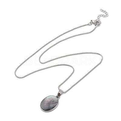 Rack Plating Natural Paua Shell Pendants Necklace NJEW-B104-01H-02P-1