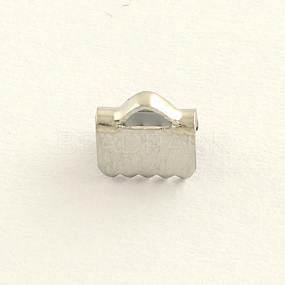 Tarnish Resistant Stainless Steel Ribbon Crimp Ends STAS-Q187-03-1