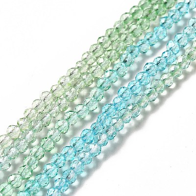 Transparent Gradient Color Glass Beads Strands X-GLAA-H021-01B-24-1