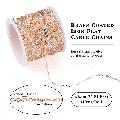 Brass Coated Iron Flat Cable Chains CH-TAC0007-01RG-1