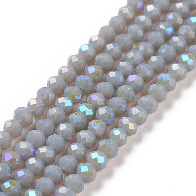 Electroplate Opaque Solid Color Glass Beads Strands EGLA-A034-P4mm-L13-1