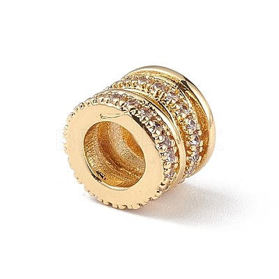 Rack Plating Brass Micro Pave Clear Cubic Zirconia Beads KK-C019-27G-1