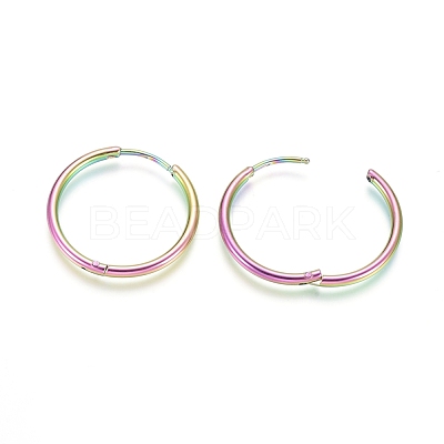 Ion Plating(IP) 304 Stainless Steel Huggie Hoop Earrings EJEW-F111A-25mm-Y-1