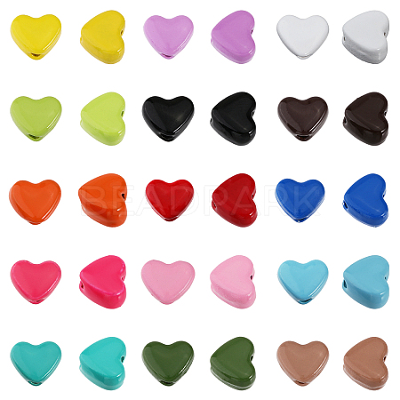 CHGCRAFT 60Pcs 15 Colors Heart Spray Painted Alloy Beads FIND-CA0008-02-1