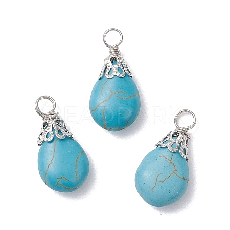 Dyed Synthetic Turquoise Pendants PALLOY-JF04355-02-1