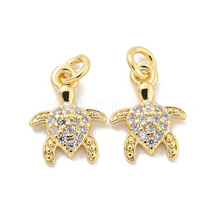 Brass Micro Pave Clear Cubic Zirconia Charms KK-Z044-14A-1