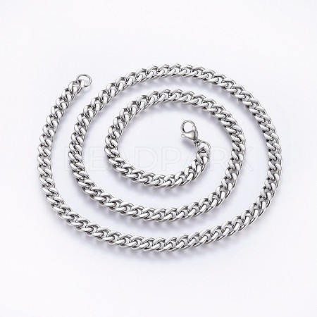 Men's 304 Stainless Steel Curb Chain Necklaces NJEW-O102-05P-1