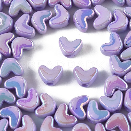50Pcs UV Plating Opaque Acrylic Beads MACR-YW0004-06A-1