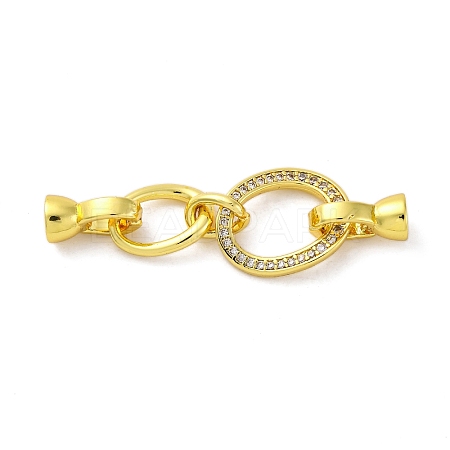 Brass Micro Pave Clear Cubic Zirconia Fold Over Clasps KK-U059-24G-1