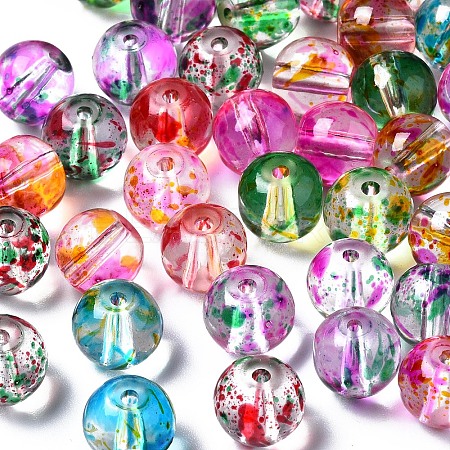 Transparent Spray Painted Glass Beads DGLA-N033-11-1