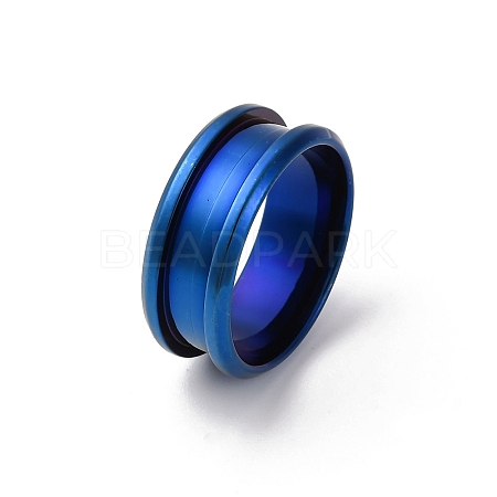 201 Stainless Steel Grooved Finger Ring Settings STAS-TAC0001-10A-L-1
