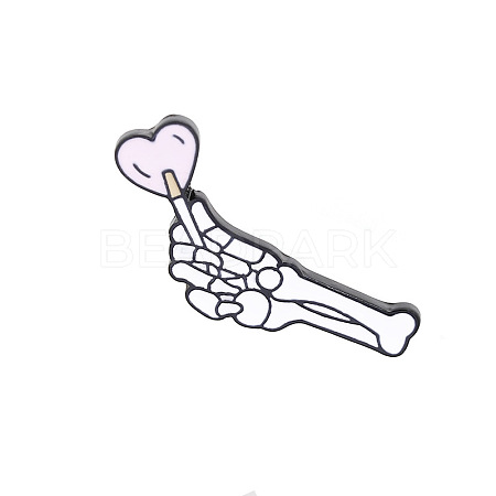 Skull Hand with Heart Enamel Pin VALE-PW0001-065A-1