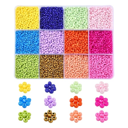 226.8g 12 Color 12/0 Baking Paint Glass Seed Beads SEED-YW0001-78-1