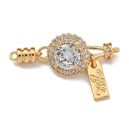 Brass Micro Pave Clear Cubic Zirconia Fold Over Clasps KK-U037-24G-03-1