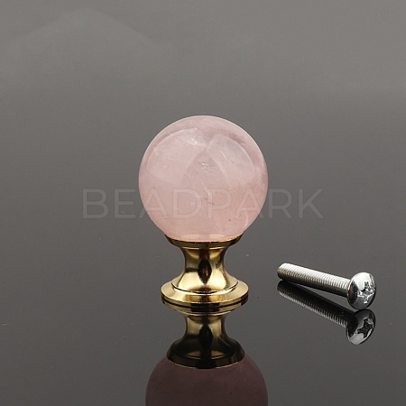 Metal & Natural Rose Quartz Drawer Knobs PW-WG57F80-02-1