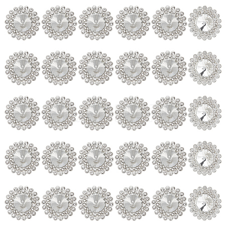 30Pcs Alloy Rhinestone Shank Buttons BUTT-MA0001-03-1