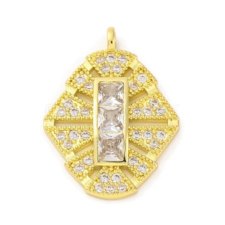 Brass Pendants with Cubic Zirconia KK-D536-10G-1