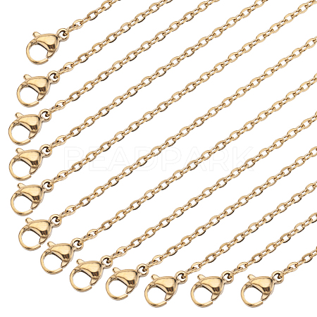 20Pcs PVD Vacuum Plating 304 Stainless Steel Cable Chain Necklaces Set STAS-SC0006-22G-1