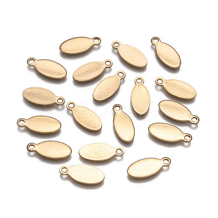 Oval Ion Plating(IP) 304 Stainless Steel Stamping Blank Tag Charms STAS-L159-07G-1