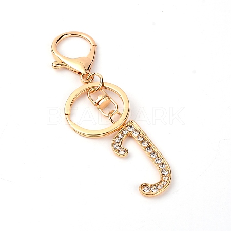 Alloy Rhinestone Keychain KEYC-WH0021-05J-1