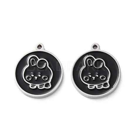 304 Stainless Steel Black Enamel Charms STAS-M102-17P-03-1
