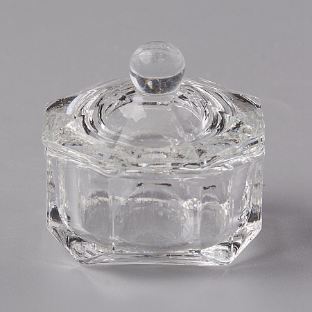 Octagonal Nail Art Glass Dappen Dish X-MRMJ-WH0060-11-1