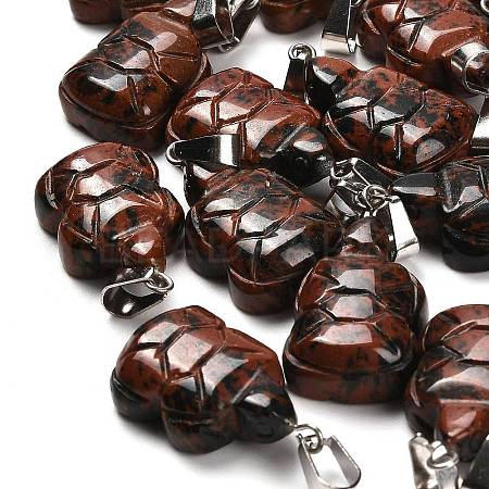 Natural Mahogany Obsidian Pendants G-B127-06P-09-1