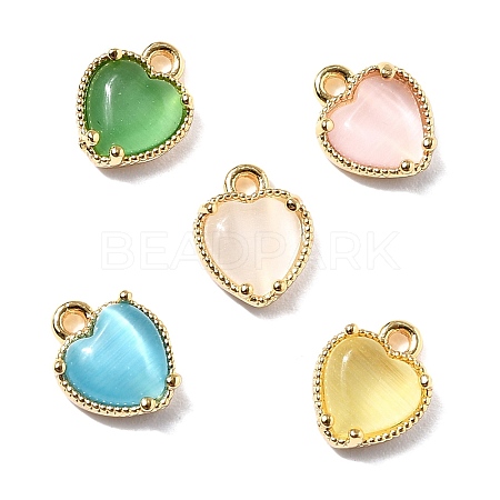 Heart Brass Charms KK-D024-02G-1