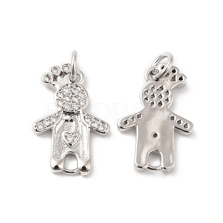 Rack Plating Brass Micro Pave Cubic Zirconia European Dangle Charms KK-D075-01P-1