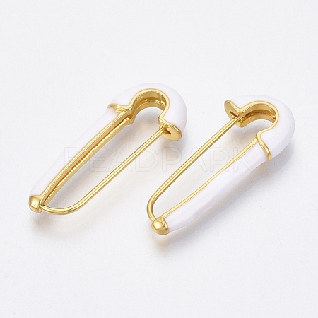 Brass Enamel Safety Pins Earrings JEWB-R015-01C-NF-1
