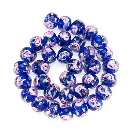 1 Strand Handmade Lampwork Inner Flower Rondelle Beads Strands LAMP-TA0002-72D-1