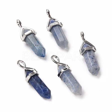 Natural Blue Aventurine Pointed Pendants G-K329-62P-1