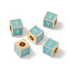 Rack Plating Brass Enamel Beads KK-B060-04G-06Y-3