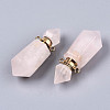 Faceted Natural Rose Quartz Pendants G-T131-15H-3