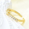 Brass Micro Pave Clear Cubic Zirconia Open Cuff Rings for Women RJEW-F179-07G-5